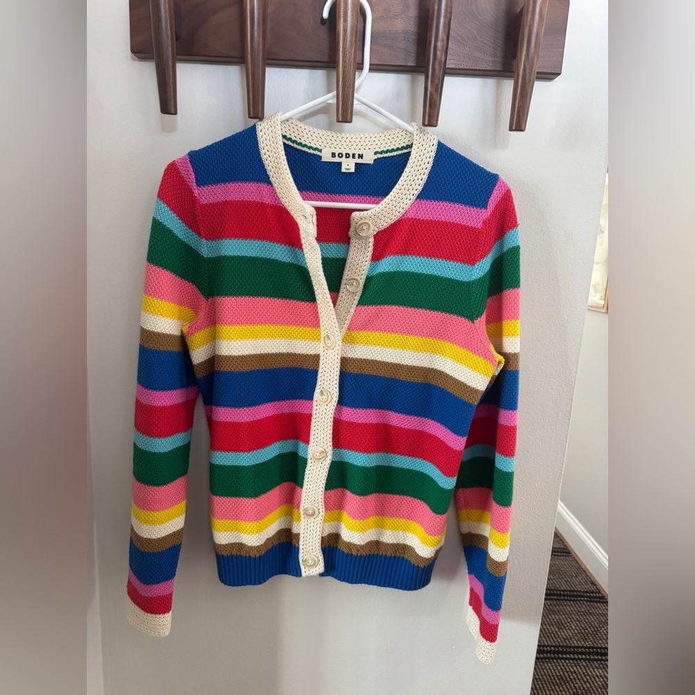 Boden Callie Crochet Trim Cardigan, size M